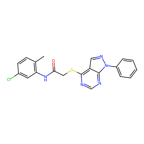 N-(5-chloro-2-methylphenyl)-2-((1-phenyl-1H-pyrazolo[3,4-d]pyrimidin-4-yl)thio)acetamide structure