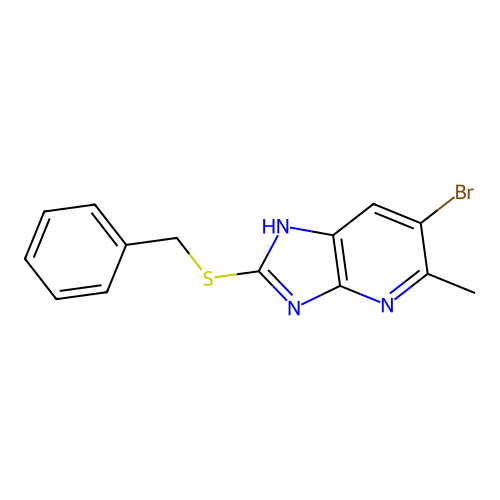 2-(benzylsulfanyl)-6-bromo-5-methyl-1H-imidazo[4,5-b]pyridine structure