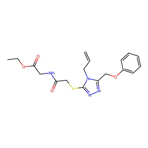 ethyl 2-(2-((4-allyl-5-(phenoxymethyl)-4H-1,2,4-triazol-3-yl)thio)acetamido)acetate structure