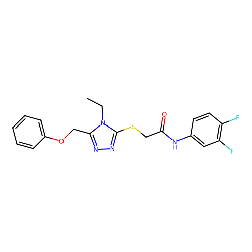 N-(3,4-difluorophenyl)-2-{[4-ethyl-5-(phenoxymethyl)-4H-1,2,4-triazol-3-yl]sulfanyl}acetamide structure
