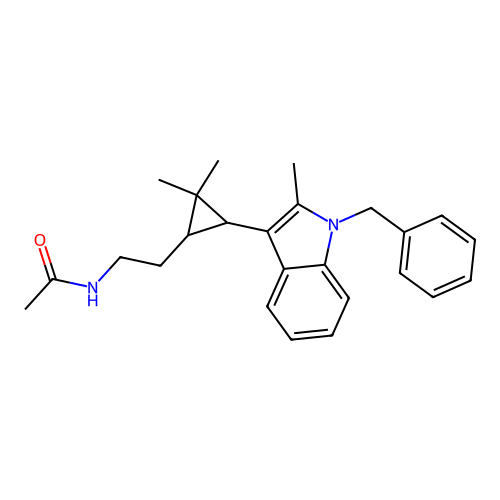N-(2-(3-(1-benzyl-2-methyl-1H-indol-3-yl)-2,2-dimethylcyclopropyl)ethyl)acetamide structure