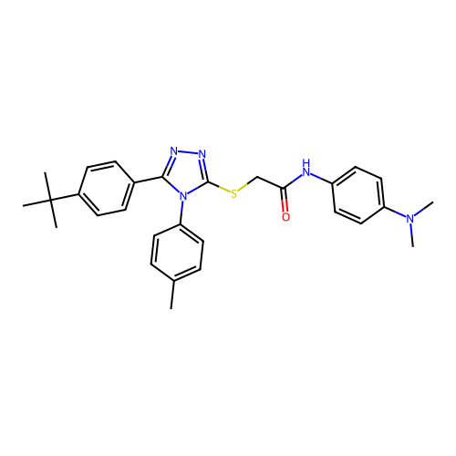 2-{[5-(4-tert-butylphenyl)-4-(4-methylphenyl)-4H-1,2,4-triazol-3-yl]sulfanyl}-N-[4-(dimethylamino)phenyl]acetamide structure