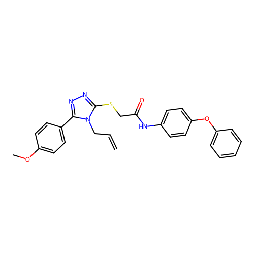 2-[[5-(4-methoxyphenyl)-4-prop-2-enyl-1,2,4-triazol-3-yl]sulfanyl]-N-(4-phenoxyphenyl)acetamide structure