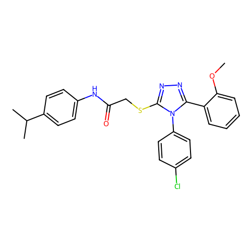 2-{[4-(4-chlorophenyl)-5-(2-methoxyphenyl)-4H-1,2,4-triazol-3-yl]sulfanyl}-N-[4-(propan-2-yl)phenyl]acetamide structure