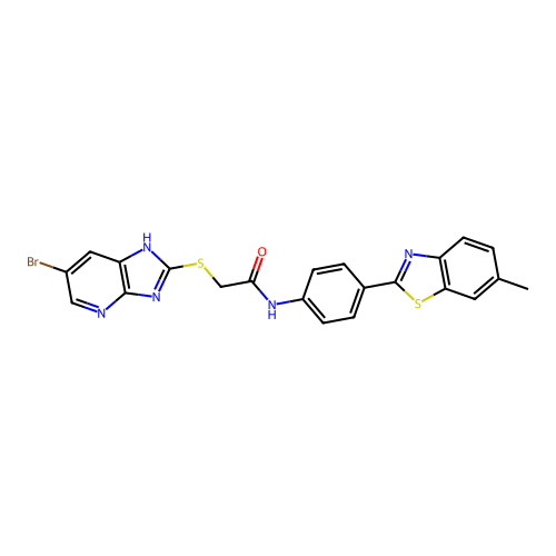 2-[(6-bromo-1H-imidazo[4,5-b]pyridin-2-yl)sulfanyl]-N-[4-(6-methyl-1,3-benzothiazol-2-yl)phenyl]acetamide structure