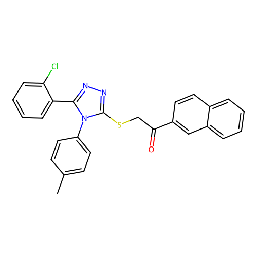 2-((5-(2-chlorophenyl)-4-(p-tolyl)-4H-1,2,4-triazol-3-yl)thio)-1-(naphthalen-2-yl)ethanone structure
