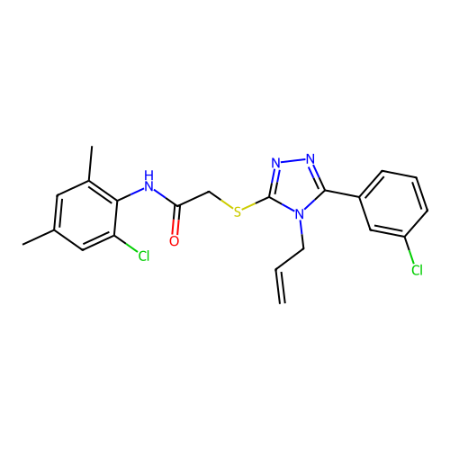 N-(2-chloro-4,6-dimethylphenyl)-2-{[5-(3-chlorophenyl)-4-(prop-2-en-1-yl)-4H-1,2,4-triazol-3-yl]sulfanyl}acetamide structure