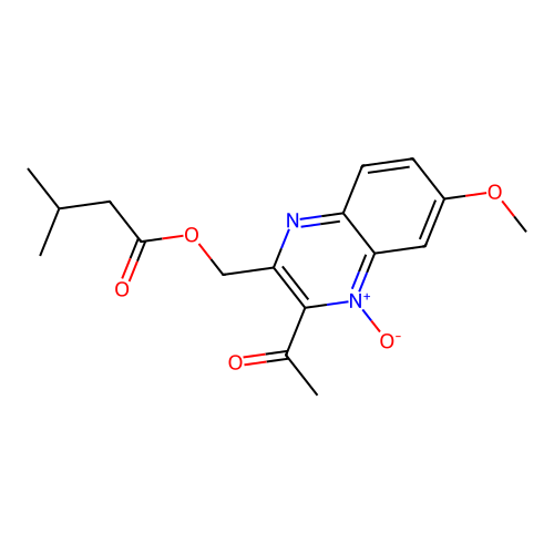 (3-Acetyl-6-methoxy-4-oxidoquinoxalin-2-yl)methyl 3-methylbutanoate structure