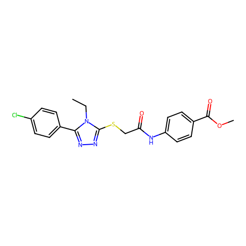 Methyl 4-[[2-[[5-(4-chlorophenyl)-4-ethyl-1,2,4-triazol-3-yl]sulfanyl]acetyl]amino]benzoate structure