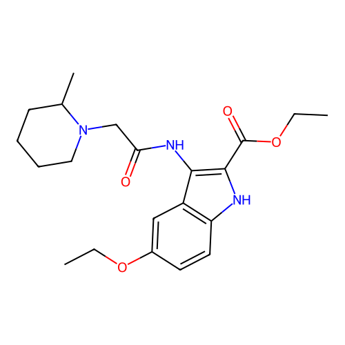 ethyl 5-ethoxy-3-{[(2-methylpiperidin-1-yl)acetyl]amino}-1H-indole-2-carboxylate structure