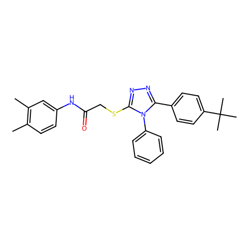 2-{[5-(4-tert-butylphenyl)-4-phenyl-4H-1,2,4-triazol-3-yl]sulfanyl}-N-(3,4-dimethylphenyl)acetamide structure