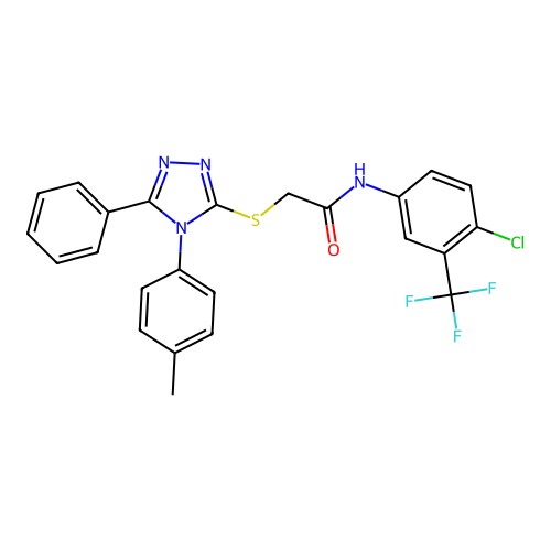 N-[4-chloro-3-(trifluoromethyl)phenyl]-2-{[4-(4-methylphenyl)-5-phenyl-4H-1,2,4-triazol-3-yl]sulfanyl}acetamide structure
