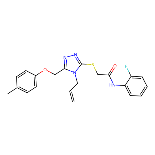2-((4-allyl-5-((p-tolyloxy)methyl)-4H-1,2,4-triazol-3-yl)thio)-N-(2-fluorophenyl)acetamide structure