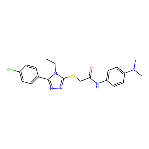 2-{[5-(4-chlorophenyl)-4-ethyl-4H-1,2,4-triazol-3-yl]sulfanyl}-N-[4-(dimethylamino)phenyl]acetamide structure