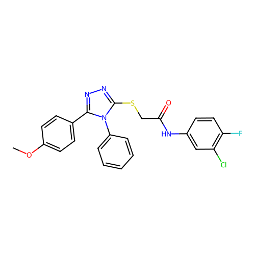 N-(3-chloro-4-fluorophenyl)-2-{[5-(4-methoxyphenyl)-4-phenyl-4H-1,2,4-triazol-3-yl]sulfanyl}acetamide structure
