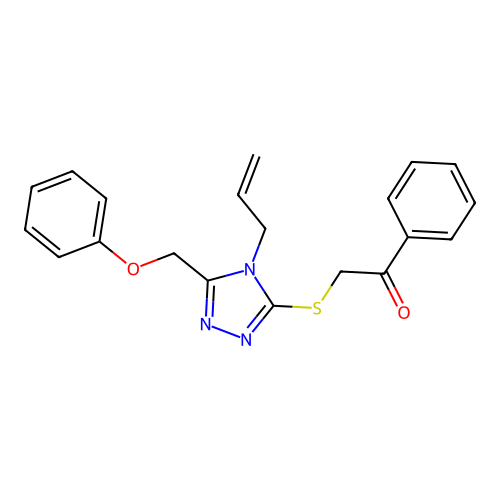 2-{[5-(phenoxymethyl)-4-(prop-2-en-1-yl)-4H-1,2,4-triazol-3-yl]sulfanyl}-1-phenylethanone structure