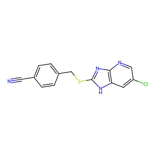 4-(((6-chloro-3H-imidazo[4,5-b]pyridin-2-yl)thio)methyl)benzonitrile structure