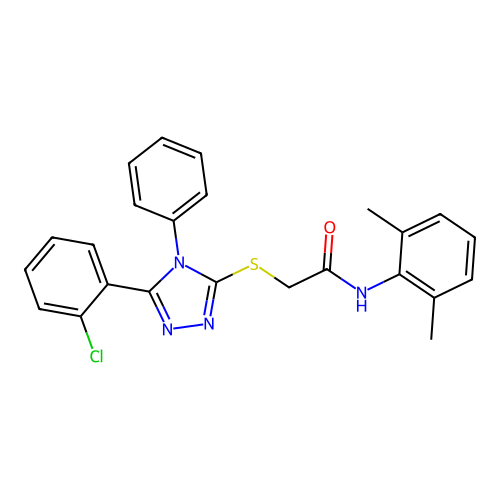 2-[[5-(2-chlorophenyl)-4-phenyl-1,2,4-triazol-3-yl]sulfanyl]-N-(2,6-dimethylphenyl)acetamide structure