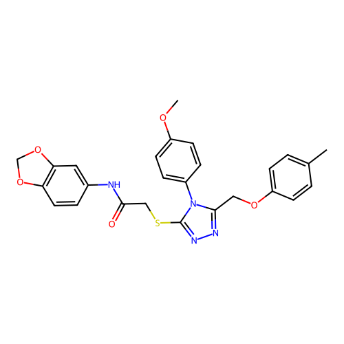 N-(1,3-benzodioxol-5-yl)-2-({4-(4-methoxyphenyl)-5-[(4-methylphenoxy)methyl]-4H-1,2,4-triazol-3-yl}sulfanyl)acetamide structure