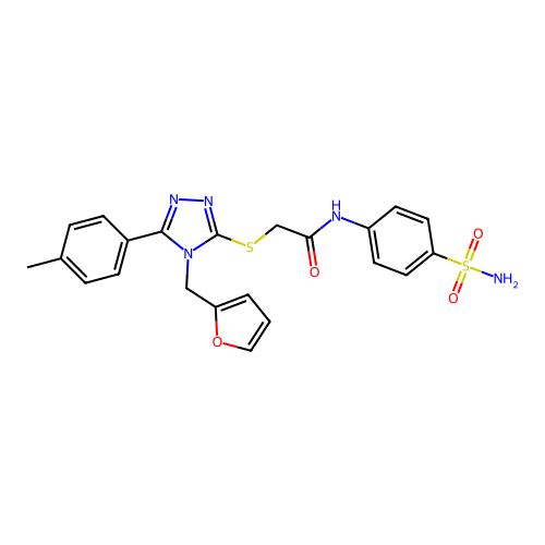 2-{[4-(furan-2-ylmethyl)-5-(4-methylphenyl)-4H-1,2,4-triazol-3-yl]sulfanyl}-N-(4-sulfamoylphenyl)acetamide structure