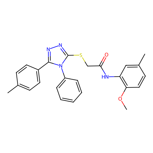 N-(2-methoxy-5-methylphenyl)-2-{[5-(4-methylphenyl)-4-phenyl-4H-1,2,4-triazol-3-yl]sulfanyl}acetamide structure