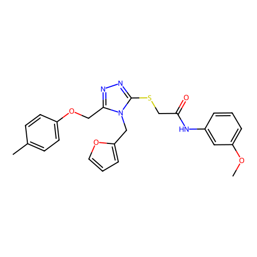 2-((4-(furan-2-ylmethyl)-5-((p-tolyloxy)methyl)-4H-1,2,4-triazol-3-yl)thio)-N-(3-methoxyphenyl)acetamide structure
