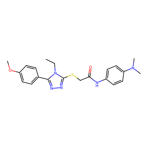 N-(4-(dimethylamino)phenyl)-2-((4-ethyl-5-(4-methoxyphenyl)-4H-1,2,4-triazol-3-yl)thio)acetamide structure