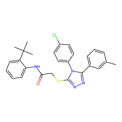 N-(2-tert-butylphenyl)-2-{[4-(4-chlorophenyl)-5-(3-methylphenyl)-4H-1,2,4-triazol-3-yl]sulfanyl}acetamide structure