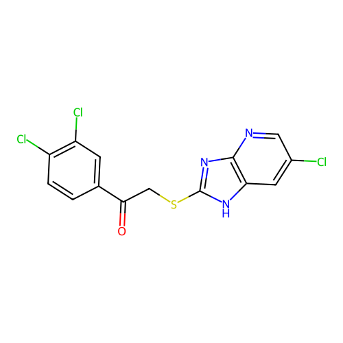 2-[(6-chloro-1H-imidazo[4,5-b]pyridin-2-yl)sulfanyl]-1-(3,4-dichlorophenyl)ethanone structure
