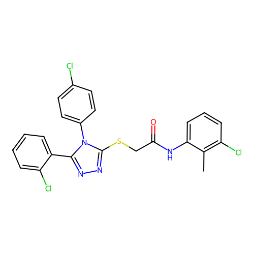 N-(3-chloro-2-methylphenyl)-2-{[5-(2-chlorophenyl)-4-(4-chlorophenyl)-4H-1,2,4-triazol-3-yl]sulfanyl}acetamide structure