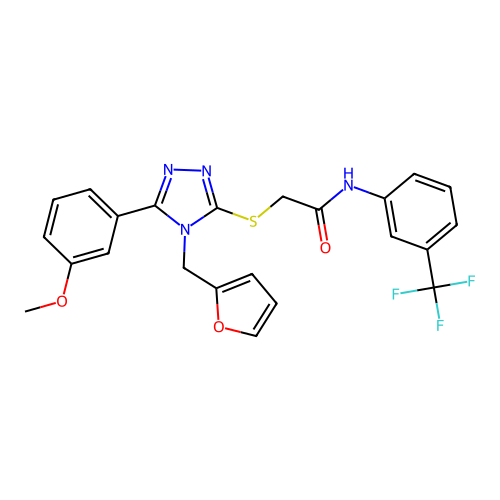 2-{[4-(furan-2-ylmethyl)-5-(3-methoxyphenyl)-4H-1,2,4-triazol-3-yl]sulfanyl}-N-[3-(trifluoromethyl)phenyl]acetamide structure