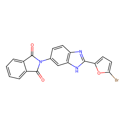 2-[2-(5-bromofuran-2-yl)-3H-benzimidazol-5-yl]isoindole-1,3-dione structure