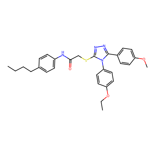N-(4-butylphenyl)-2-[[4-(4-ethoxyphenyl)-5-(4-methoxyphenyl)-1,2,4-triazol-3-yl]sulfanyl]acetamide structure