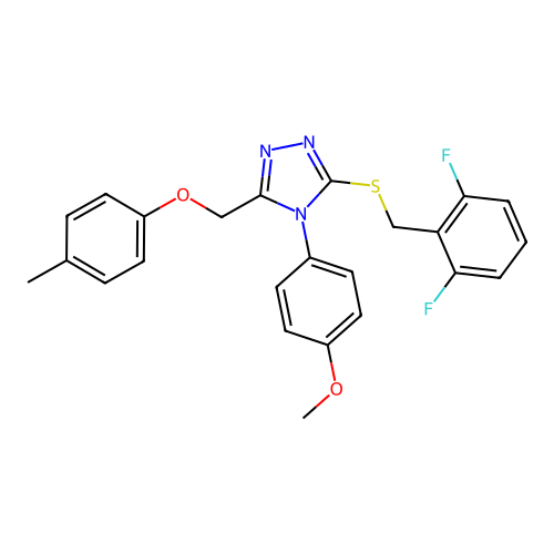 1-({5-[(2,6-difluorophenyl)methylthio]-4-(4-methoxyphenyl)(1,2,4-triazol-3-yl) }methoxy)-4-methylbenzene structure