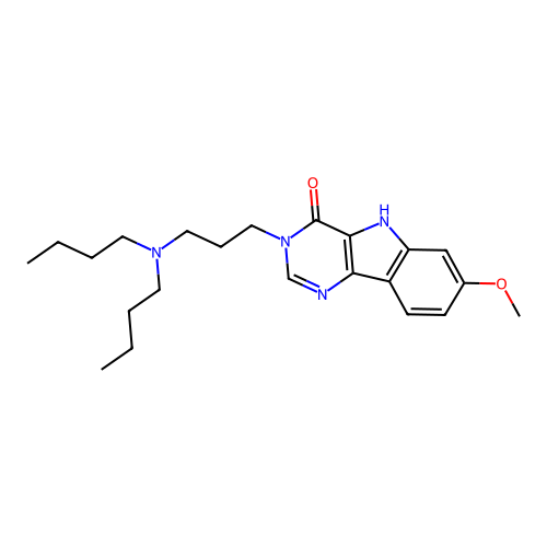 3-[3-(dibutylamino)propyl]-7-methoxy-3,5-dihydro-4H-pyrimido[5,4-b]indol-4-one structure