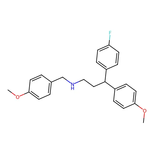 3-(4-氟苯基)-3-(4-甲氧基苯基)-N-[(4-甲氧基苯基)甲基]丙胺 structure