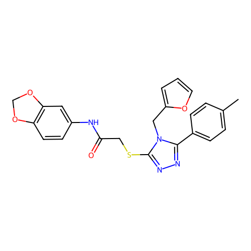 N-(1,3-benzodioxol-5-yl)-2-[[4-(furan-2-ylmethyl)-5-(4-methylphenyl)-1,2,4-triazol-3-yl]sulfanyl]acetamide structure