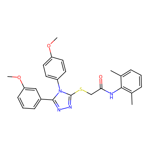 N-(2,6-dimethylphenyl)-2-{[5-(3-methoxyphenyl)-4-(4-methoxyphenyl)-4H-1,2,4-triazol-3-yl]sulfanyl}acetamide structure