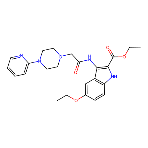 ethyl 5-ethoxy-3-({[4-(pyridin-2-yl)piperazin-1-yl]acetyl}amino)-1H-indole-2-carboxylate structure