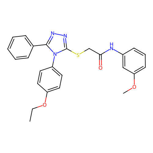2-[[4-(4-ethoxyphenyl)-5-phenyl-1,2,4-triazol-3-yl]sulfanyl]-N-(3-methoxyphenyl)acetamide structure