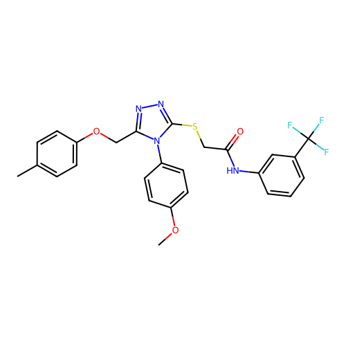 2-((4-(4-methoxyphenyl)-5-((p-tolyloxy)methyl)-4H-1,2,4-triazol-3-yl)thio)-N-(3-(trifluoromethyl)phenyl)acetamide structure