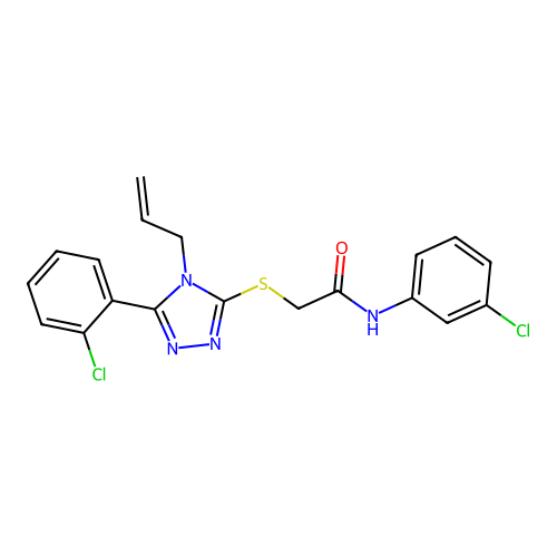 N-(3-chlorophenyl)-2-[[5-(2-chlorophenyl)-4-prop-2-enyl-1,2,4-triazol-3-yl]sulfanyl]acetamide structure