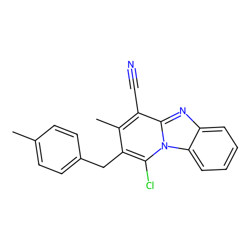 1-Chloro-3-methyl-2-(4-methylbenzyl)pyrido[1,2-a]benzimidazole-4-carbonitrile structure