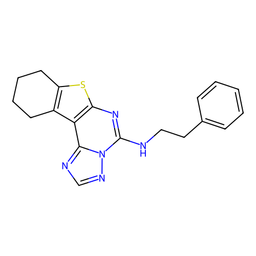 N-(2-phenylethyl)-8,9,10,11-tetrahydro[1]benzothieno[3,2-e][1,2,4]triazolo[1,5-c]pyrimidin-5-amine structure