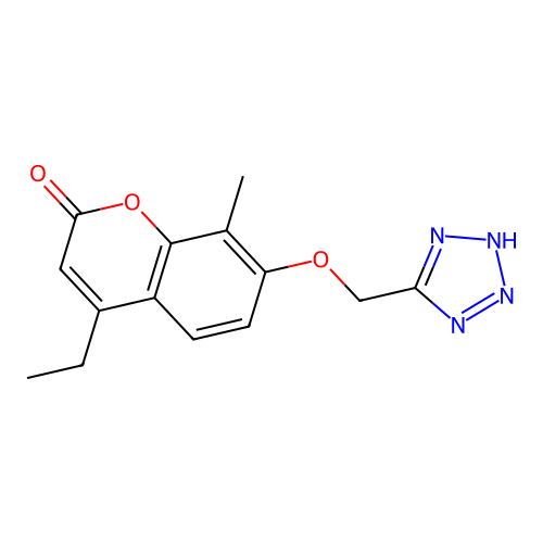 4-ethyl-8-methyl-7-(1H-tetrazol-5-ylmethoxy)-2H-chromen-2-one structure