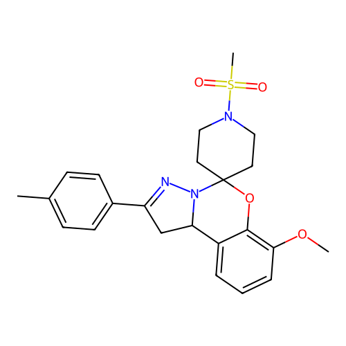7'-methoxy-2'-(4-methylphenyl)-1-(methylsulfonyl)-1',10b'-dihydrospiro[piperidine-4,5'-pyrazolo[1,5-c][1,3]benzoxazine] structure
