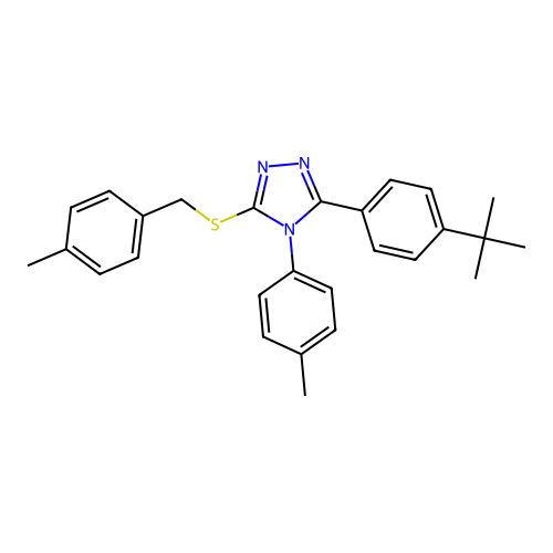 3-(4-(tert-butyl)phenyl)-5-((4-methylbenzyl)thio)-4-(p-tolyl)-4H-1,2,4-triazole structure