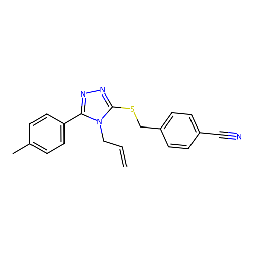 4-(4-Allyl-5-p-tolyl-4H-[1,2,4]triazol-3-ylsulfanylmethyl)-benzonitrile structure