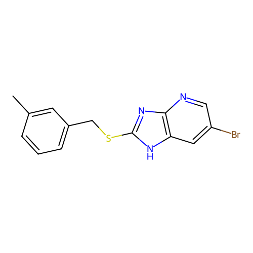 6-bromo-2-[(3-methylbenzyl)sulfanyl]-3H-imidazo[4,5-b]pyridine structure