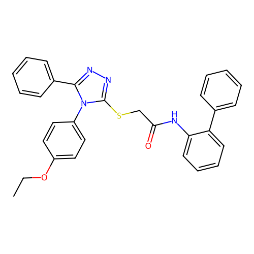 2-[[4-(4-ethoxyphenyl)-5-phenyl-1,2,4-triazol-3-yl]sulfanyl]-N-(2-phenylphenyl)acetamide structure